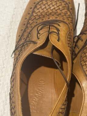 Salvatore Ferragamo Woven Leather Brogue Oxford Shoes Size 11.5 D
